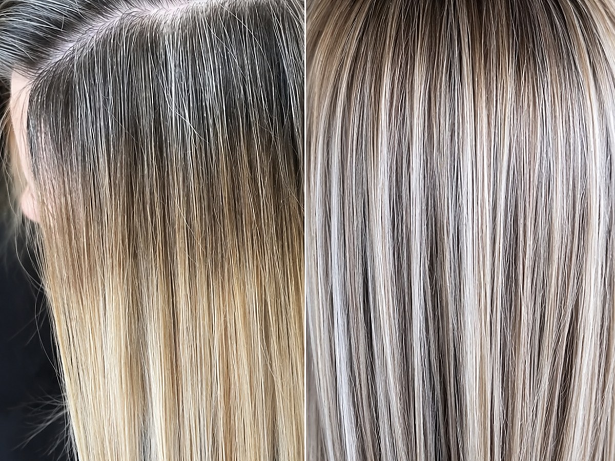 Gray coverage with professional ammonia-free color at Touch&eacute;e Organic Salon, Juno Beach