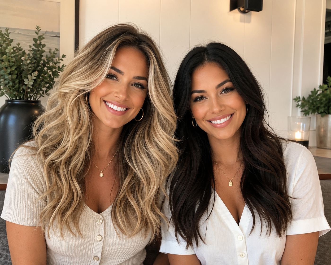Two clients with finished color in the salon